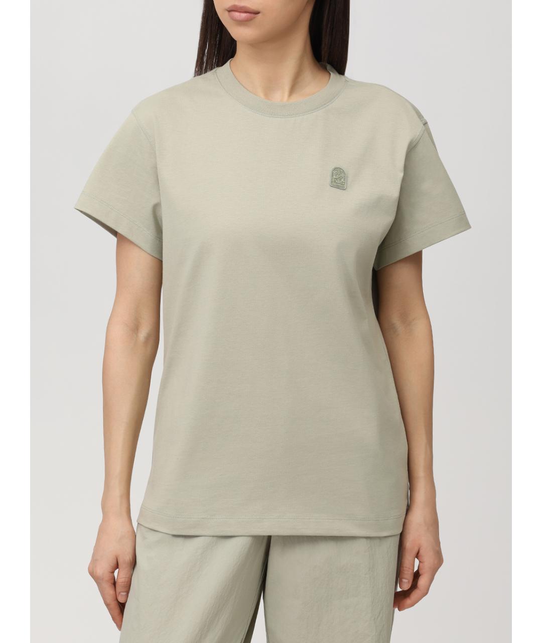 PARAJUMPERS Зеленая хлопковая футболка, фото 4