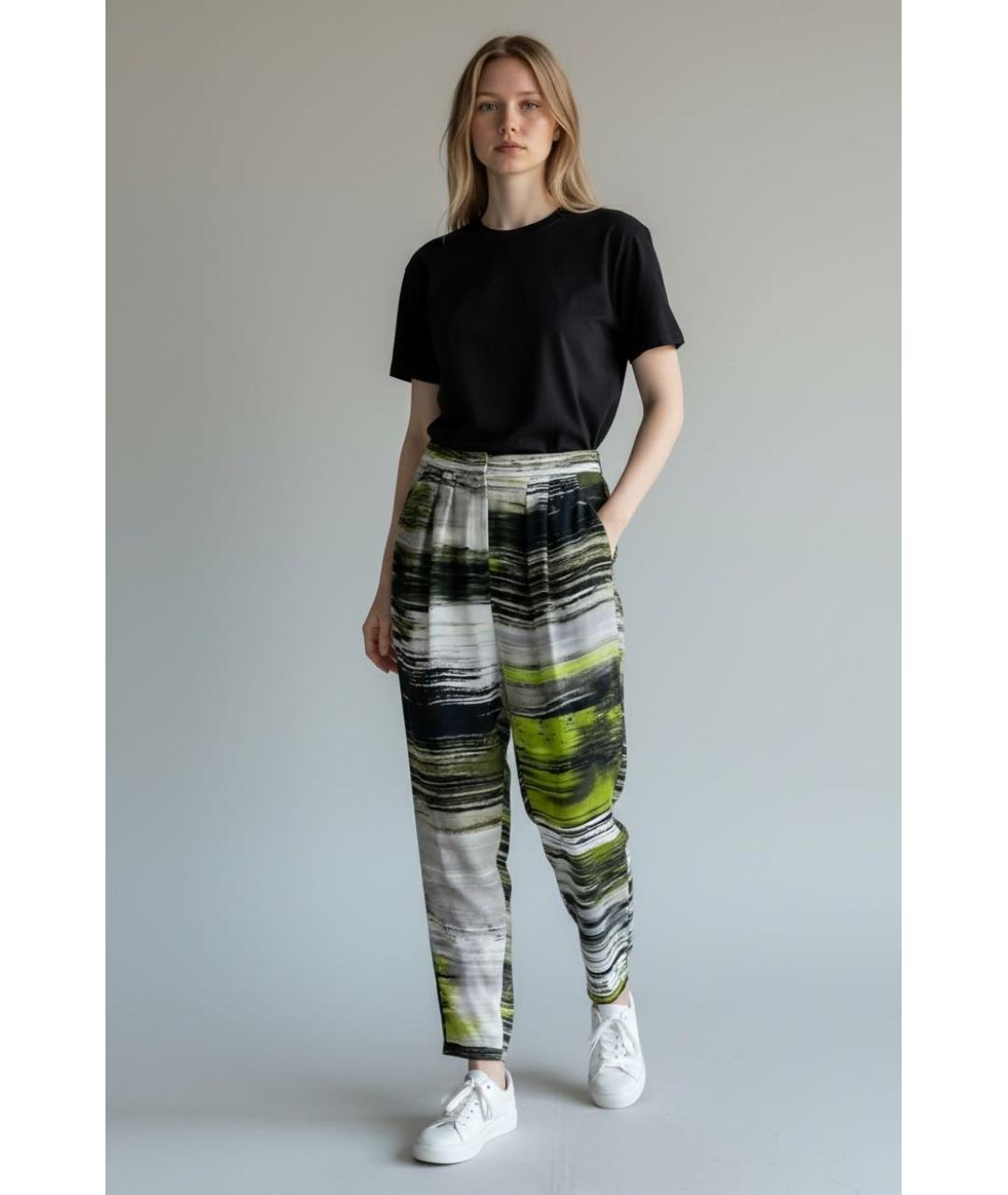 D.EXTERIOR Зеленые шелковые прямые брюки, фото 5