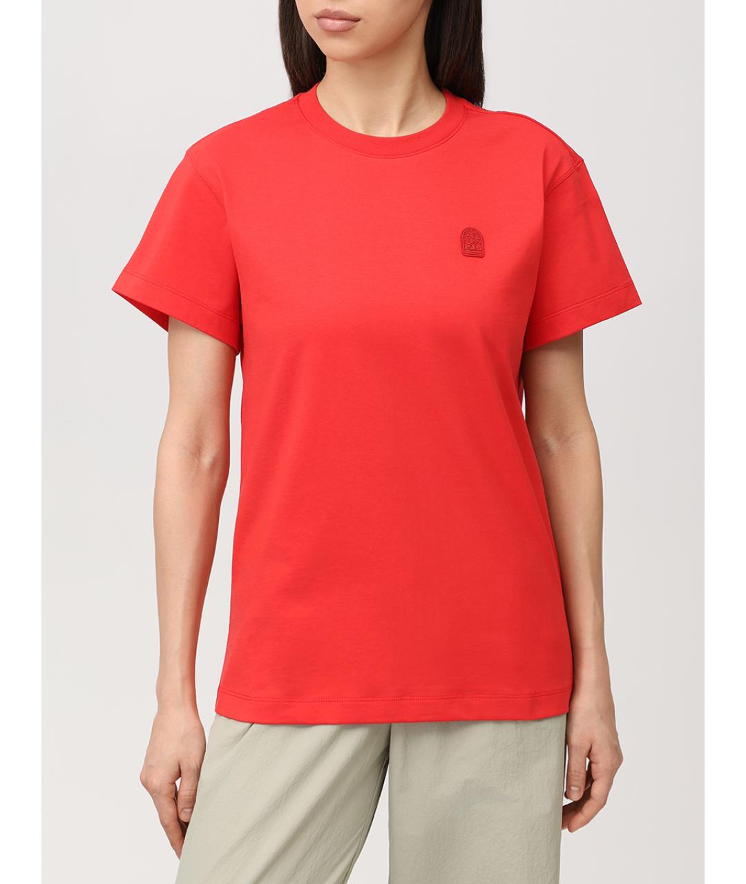 PARAJUMPERS Красная хлопковая футболка, фото 4