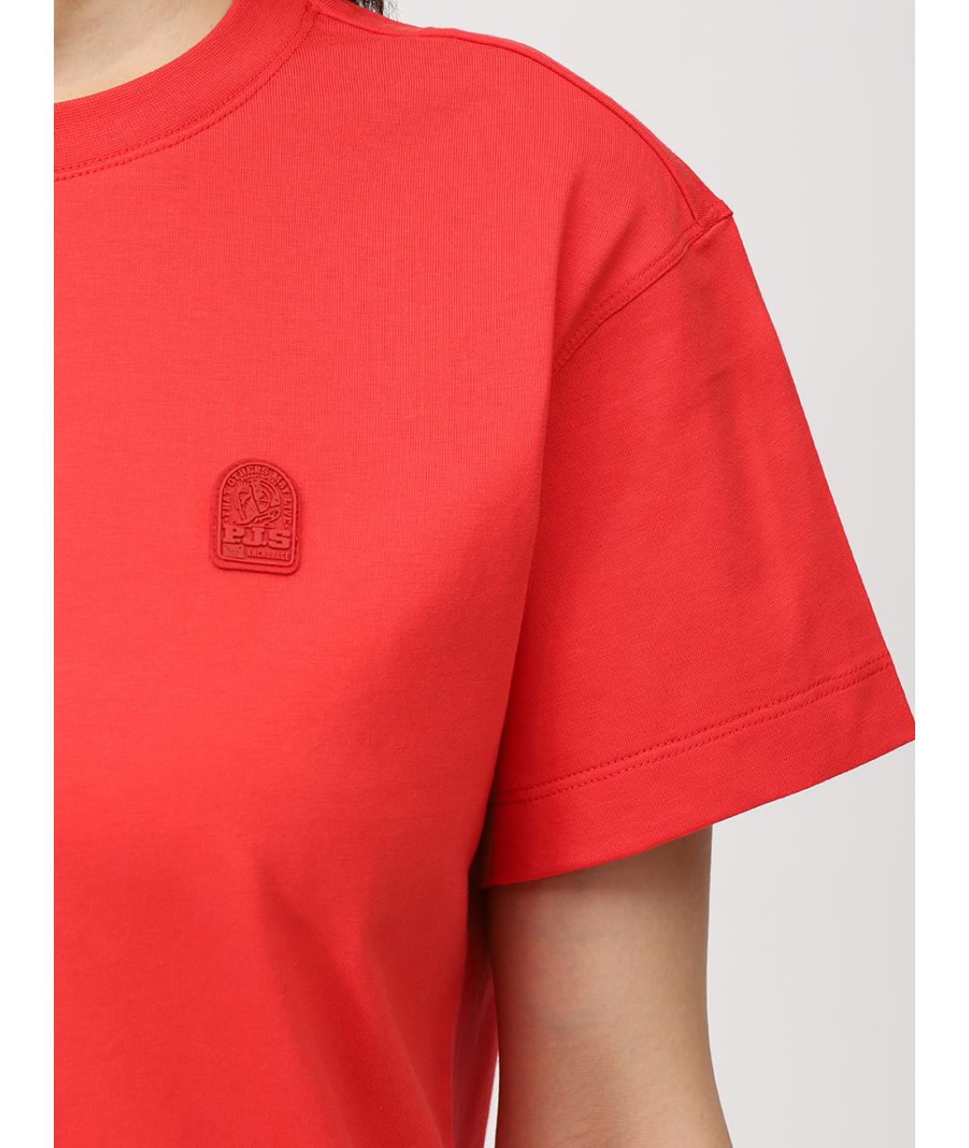 PARAJUMPERS Красная хлопковая футболка, фото 5