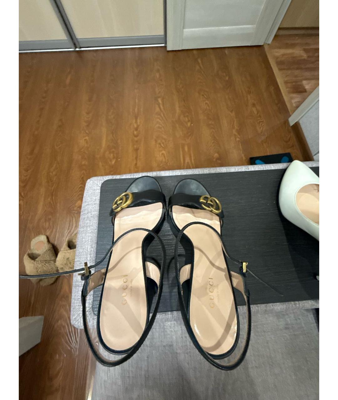 GUCCI Черные кожаные босоножки, фото 3