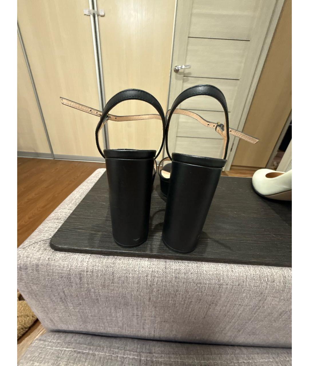 GUCCI Черные кожаные босоножки, фото 4