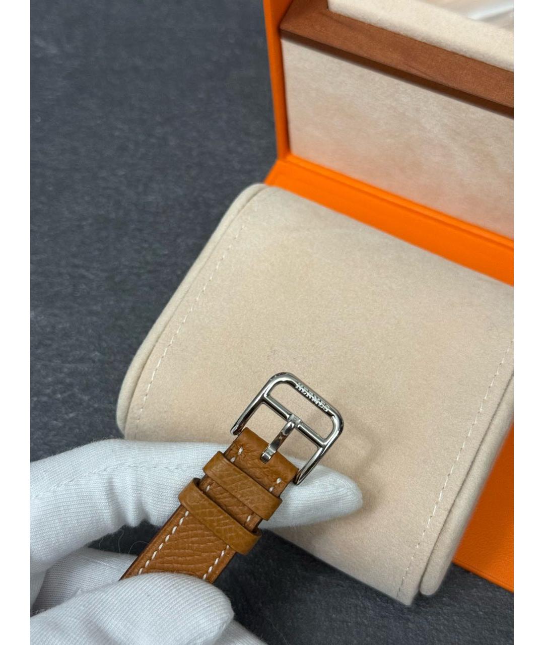 HERMES Коричневые стальные часы, фото 4