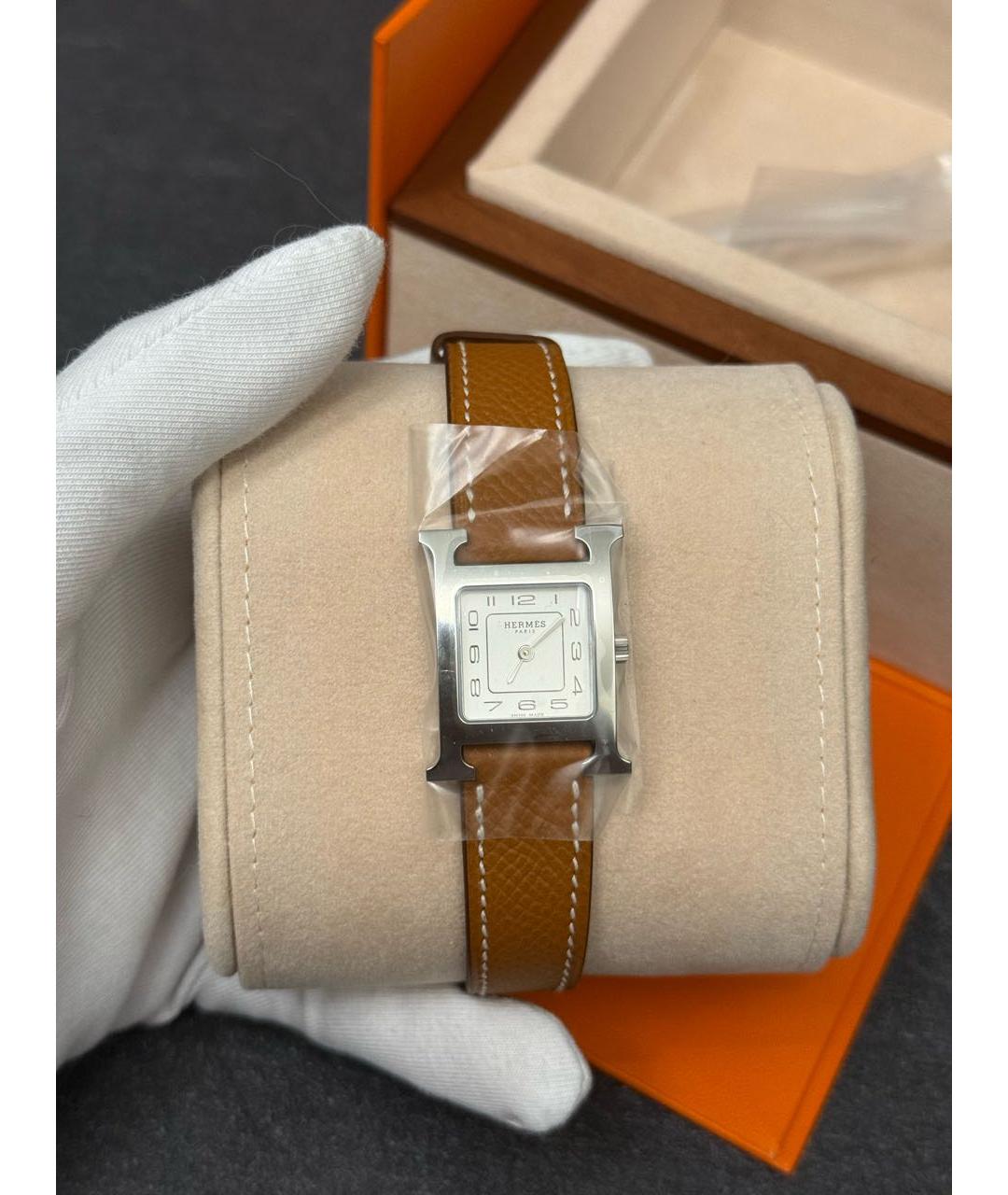 HERMES Коричневые стальные часы, фото 2