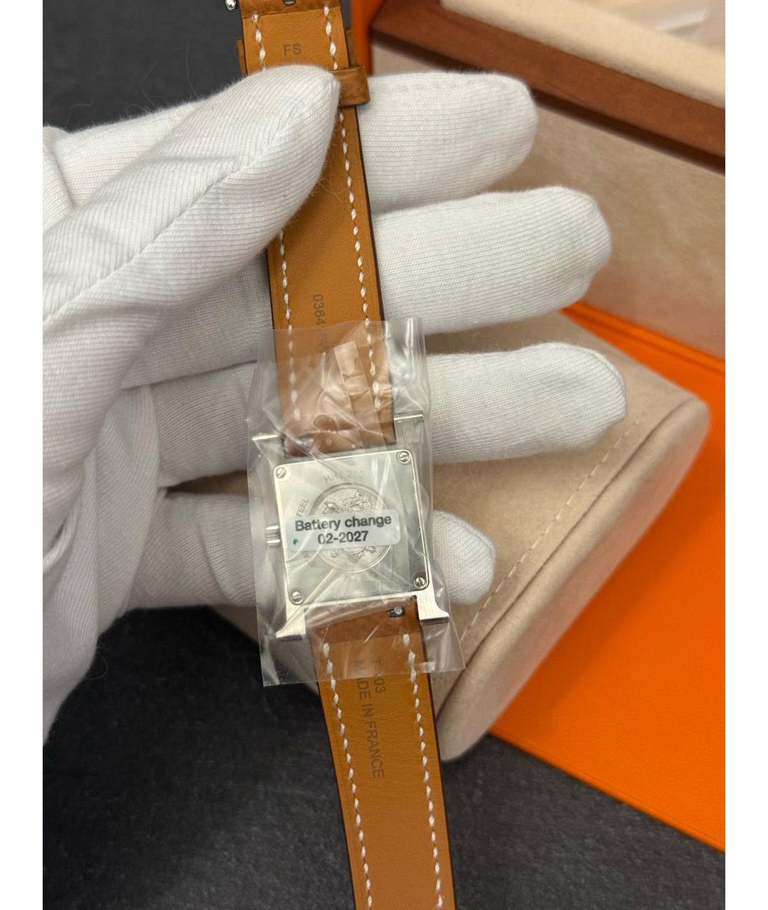 HERMES Коричневые стальные часы, фото 6