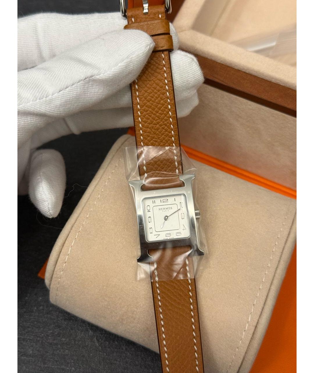 HERMES Коричневые стальные часы, фото 5