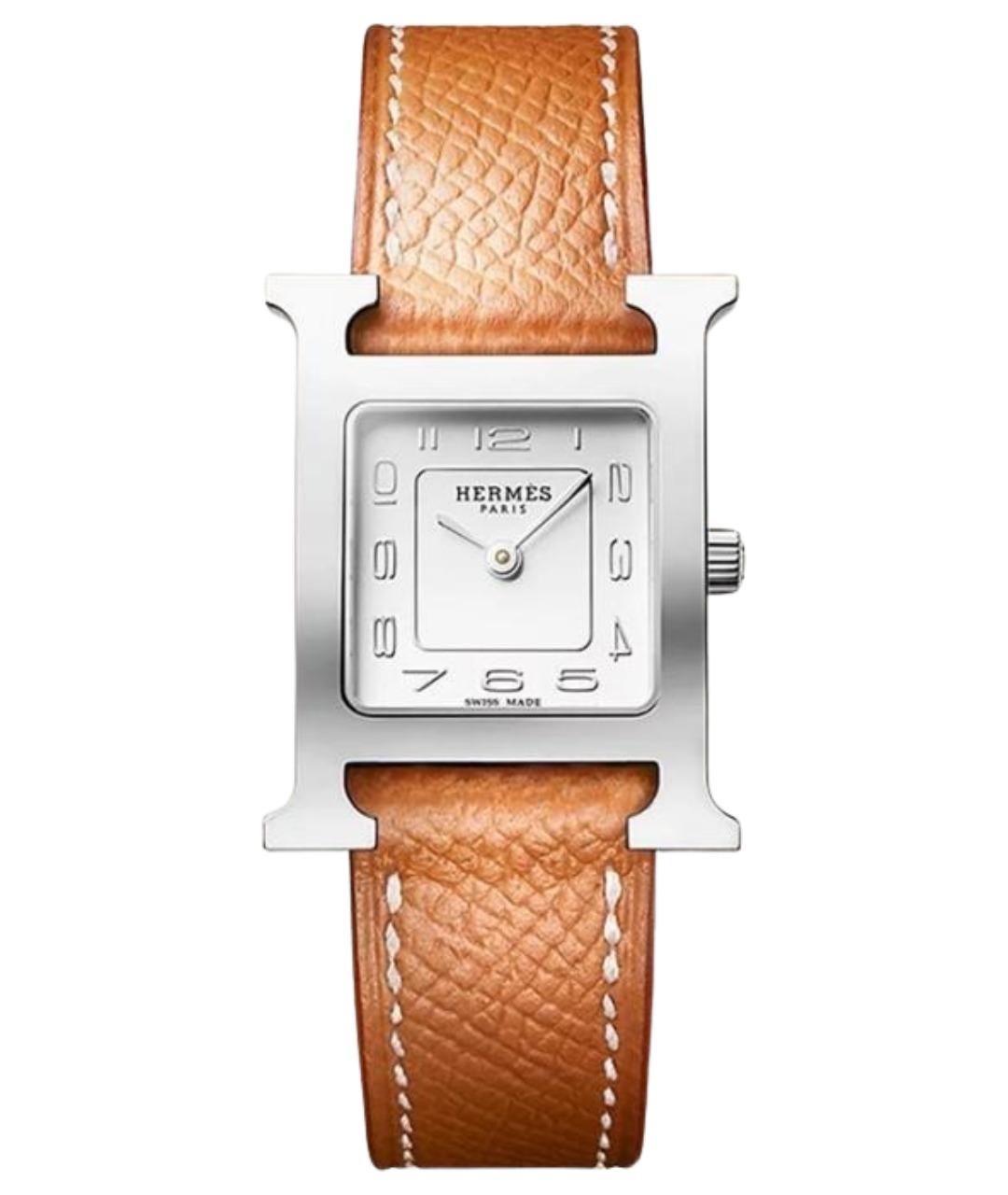 HERMES Коричневые стальные часы, фото 1