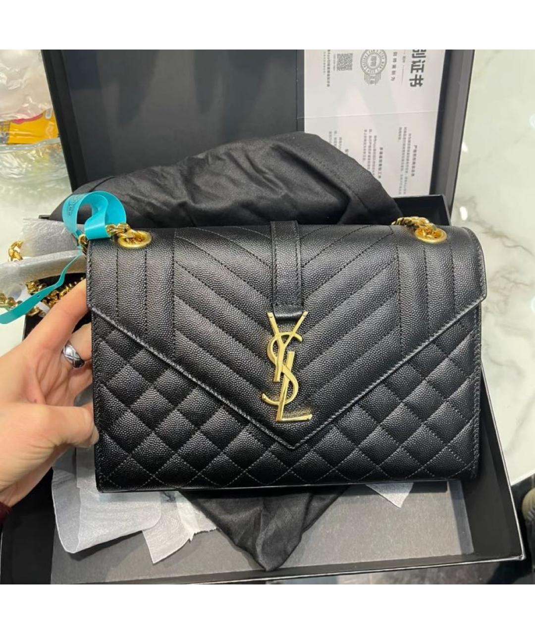 SAINT LAURENT Черная кожаная сумка через плечо, фото 3
