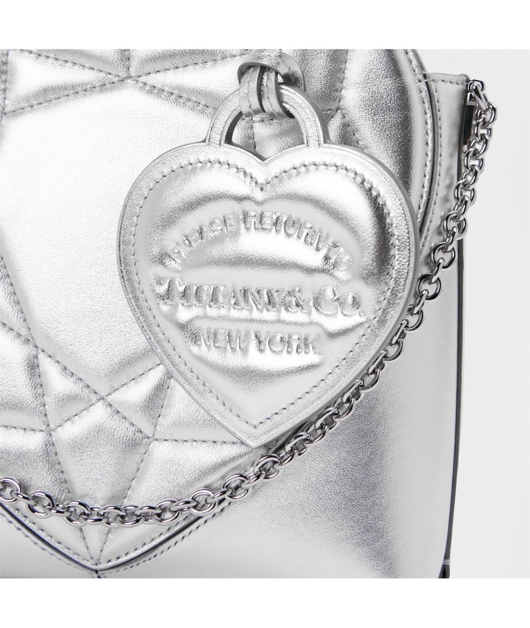 TIFFANY&CO Серебряная кожаная сумка через плечо, фото 5