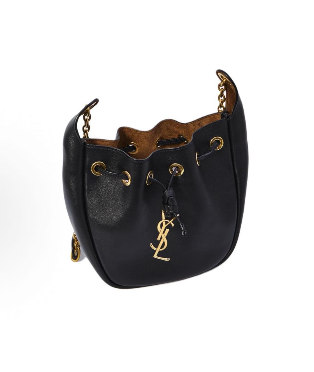 SAINT LAURENT Черная кожаная сумка тоут, фото 4