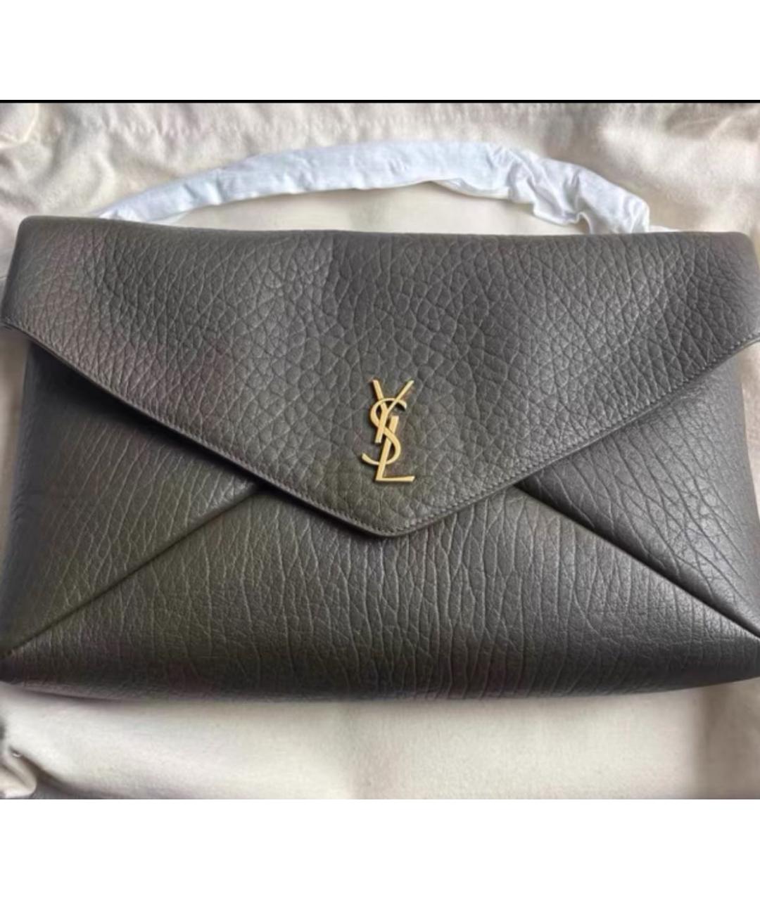 SAINT LAURENT Черная кожаная сумка с короткими ручками, фото 3