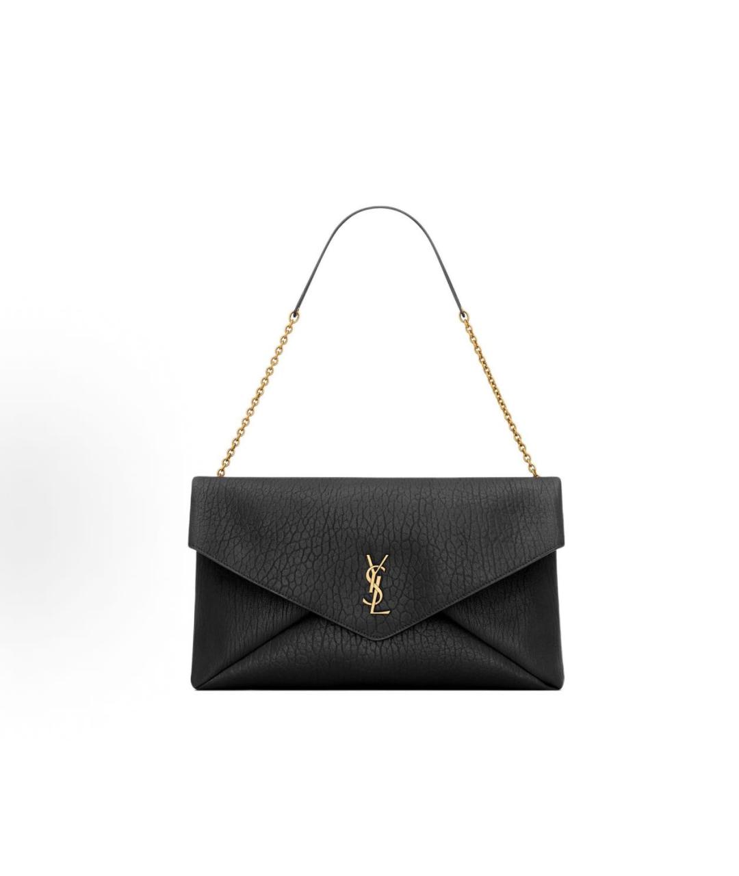 SAINT LAURENT Черная кожаная сумка с короткими ручками, фото 5