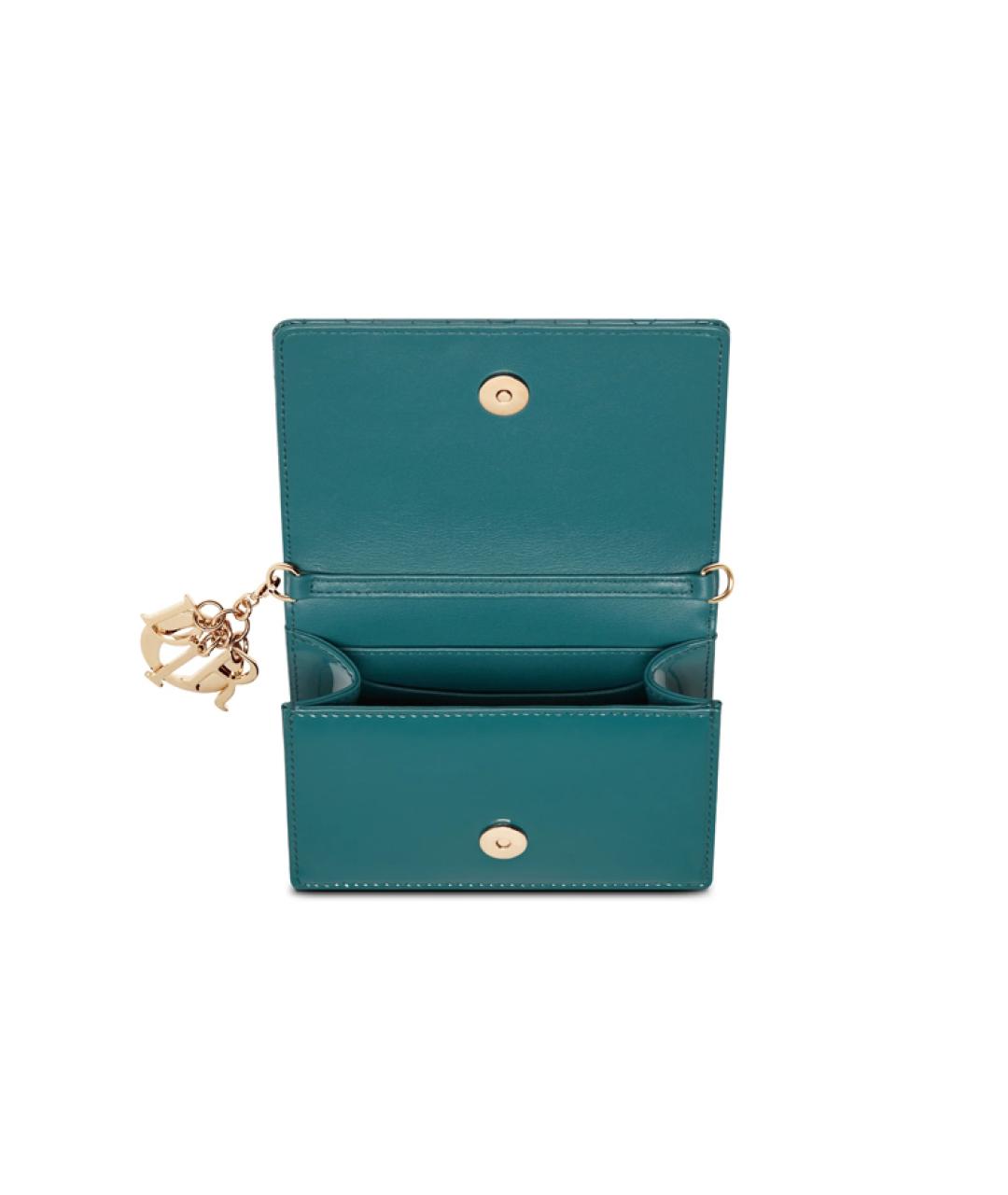 CHRISTIAN DIOR Бирюзовая кожаная сумка через плечо, фото 3