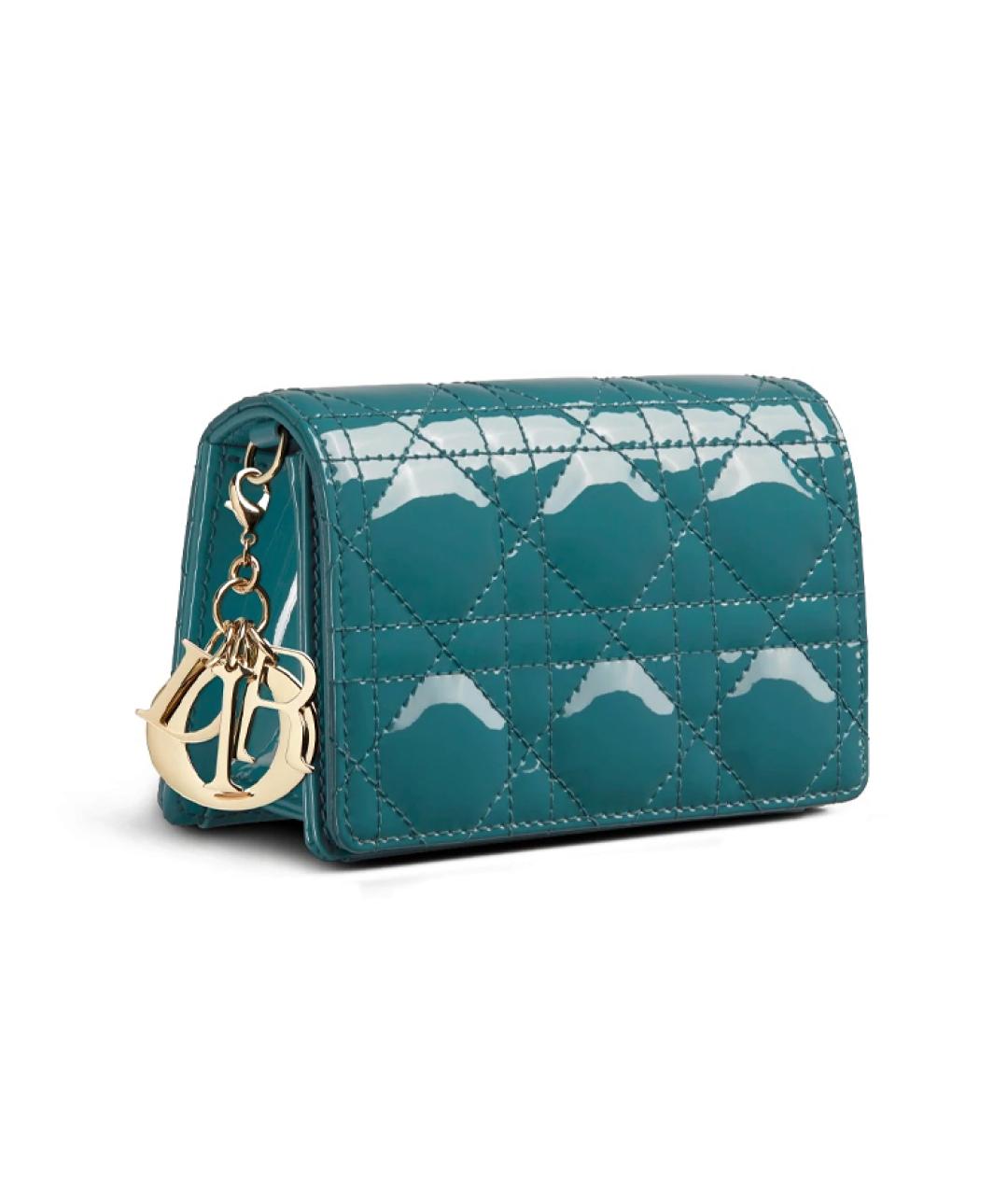 CHRISTIAN DIOR Бирюзовая кожаная сумка через плечо, фото 2