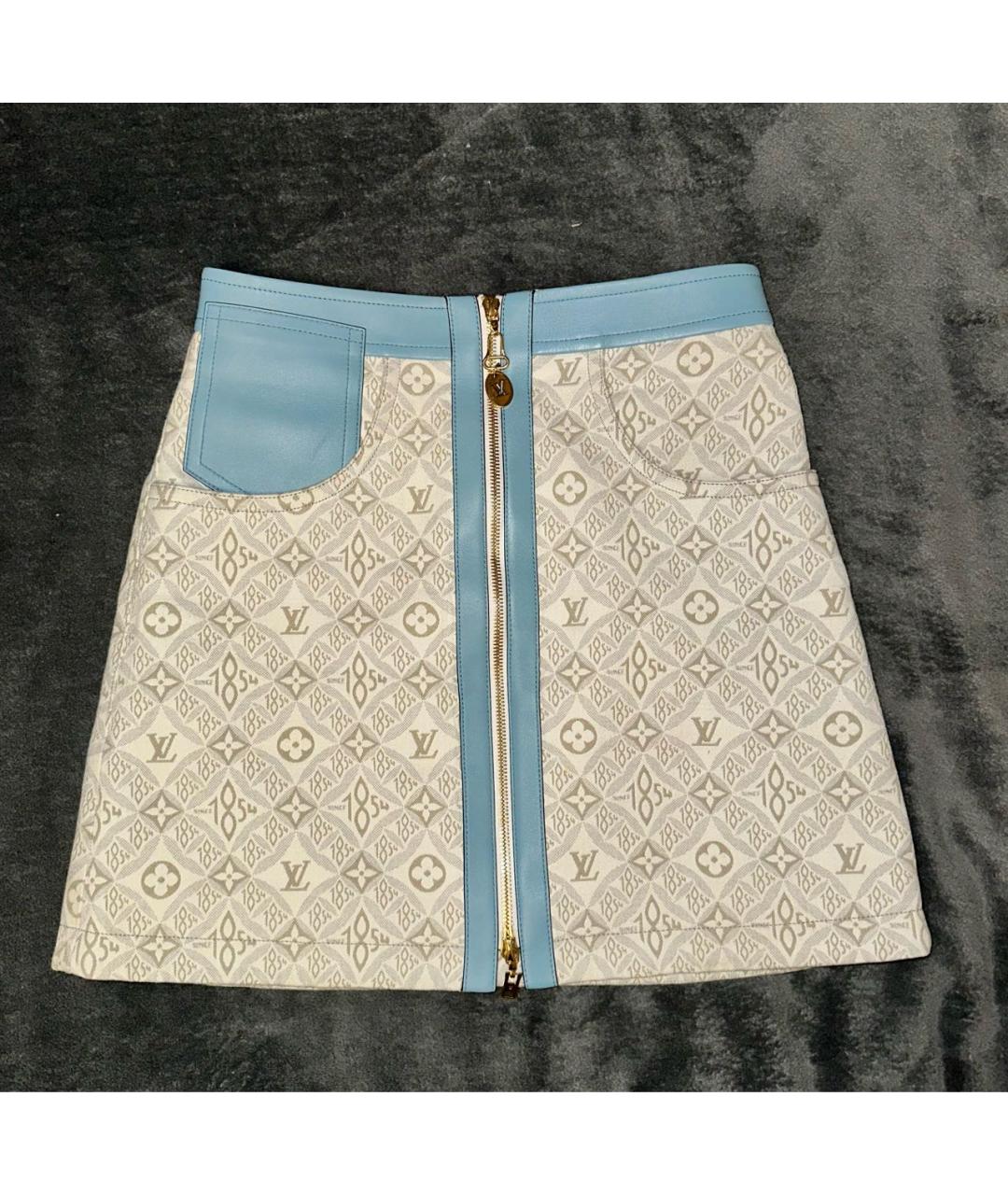 LOUIS VUITTON Бежевая хлопковая юбка мини, фото 9