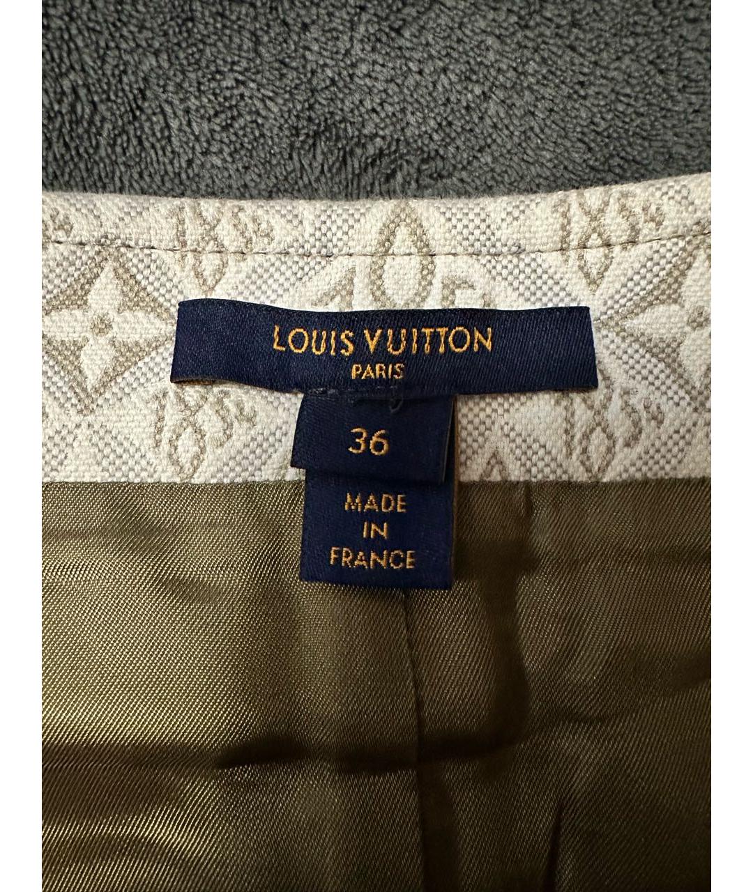 LOUIS VUITTON Бежевая хлопковая юбка мини, фото 3