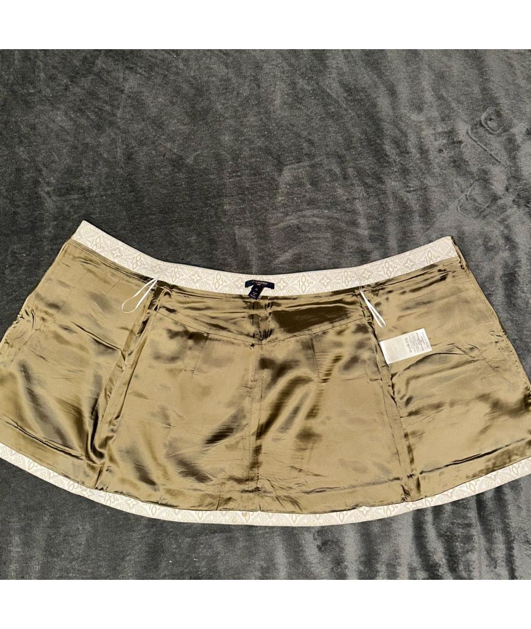 LOUIS VUITTON Бежевая хлопковая юбка мини, фото 4