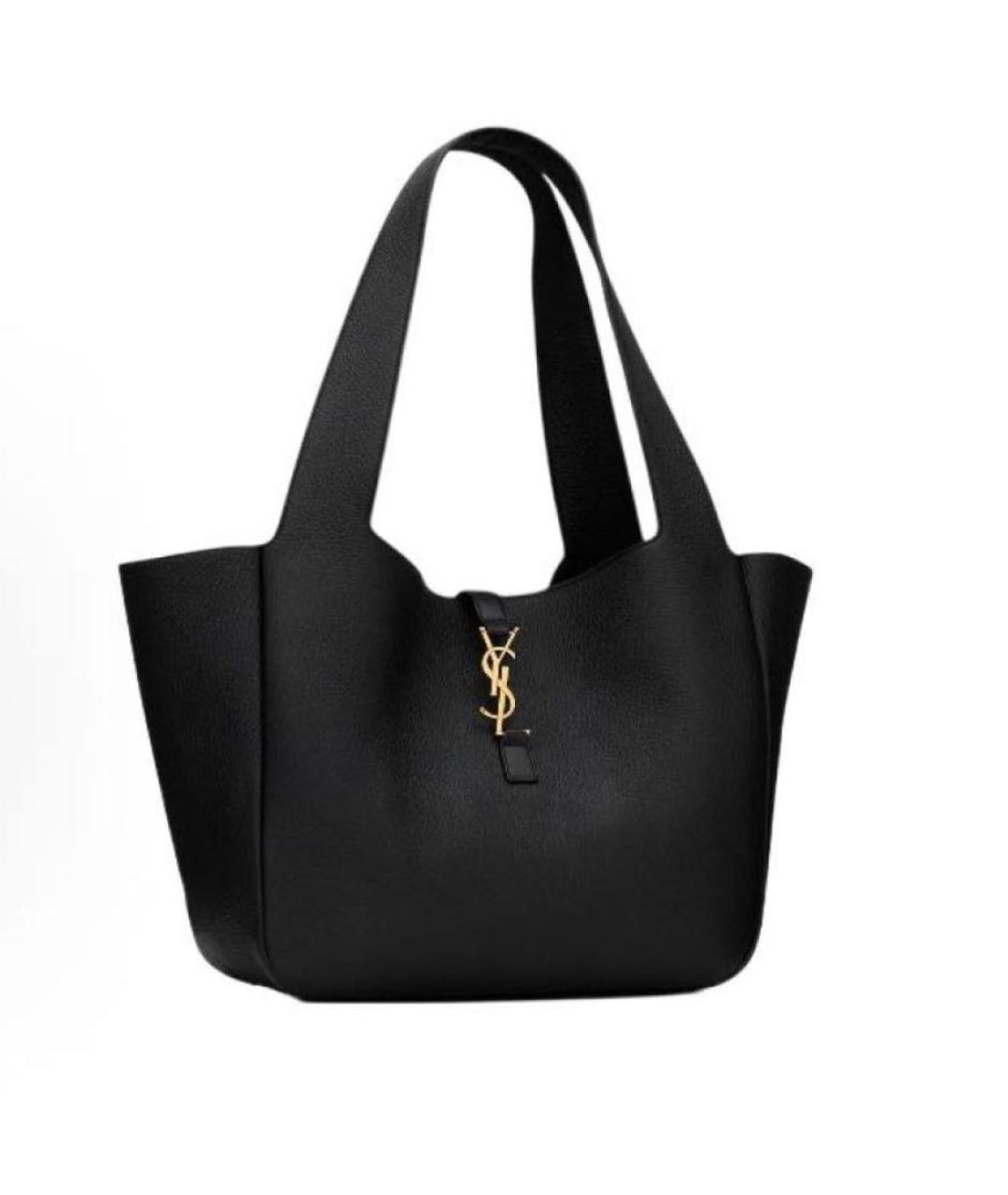 SAINT LAURENT Черная кожаная сумка тоут, фото 2