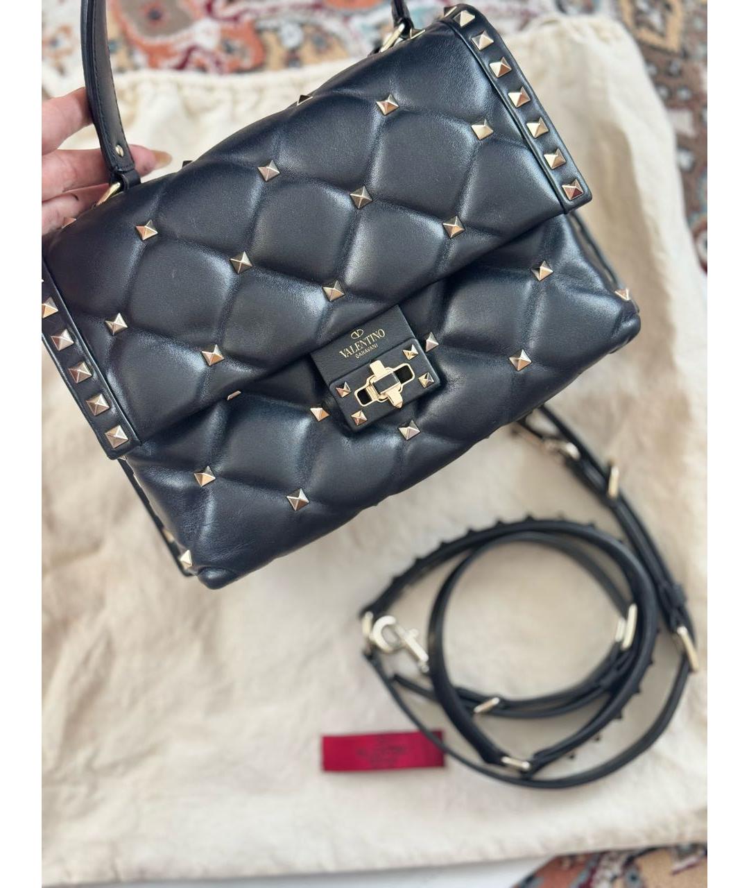 VALENTINO Черная кожаная сумка с короткими ручками, фото 2