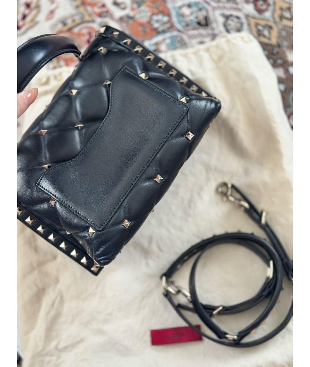 VALENTINO Черная кожаная сумка с короткими ручками, фото 5