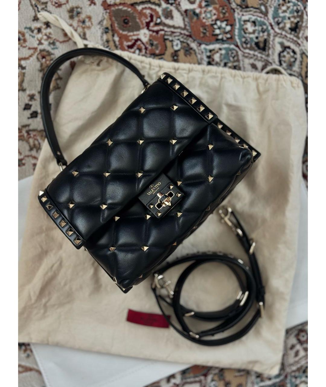 VALENTINO Черная кожаная сумка с короткими ручками, фото 9