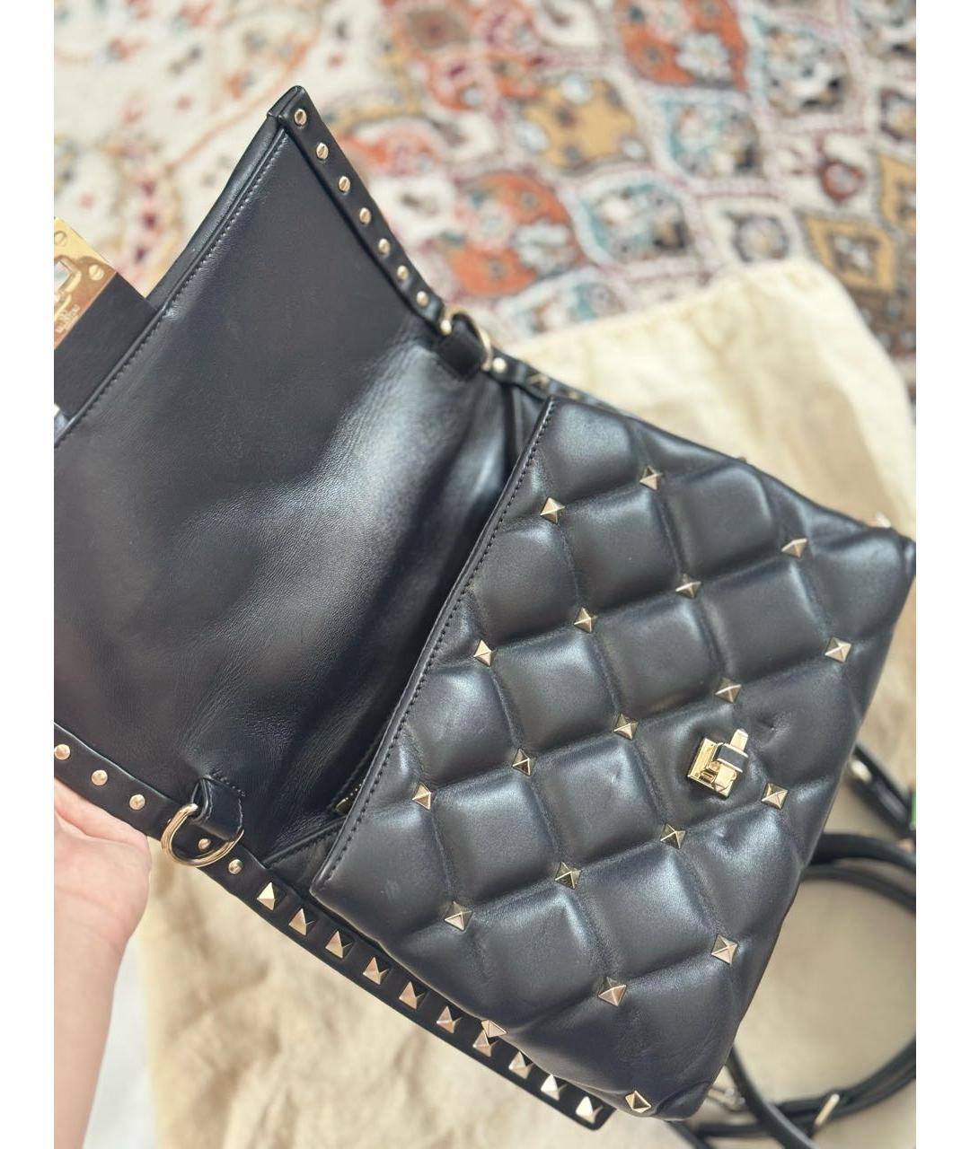 VALENTINO Черная кожаная сумка с короткими ручками, фото 7