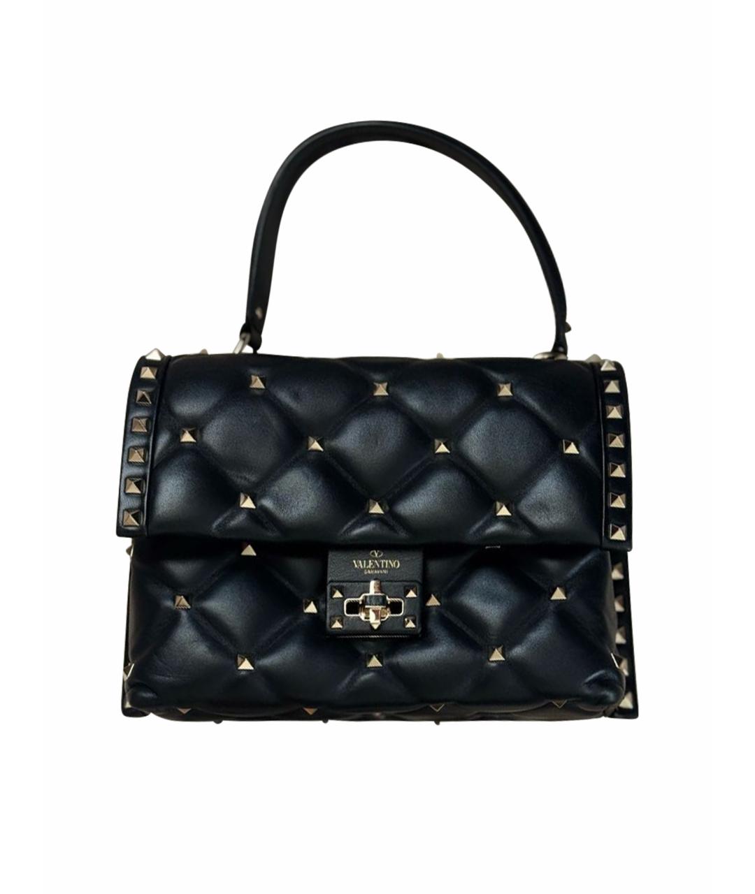 VALENTINO Черная кожаная сумка с короткими ручками, фото 1