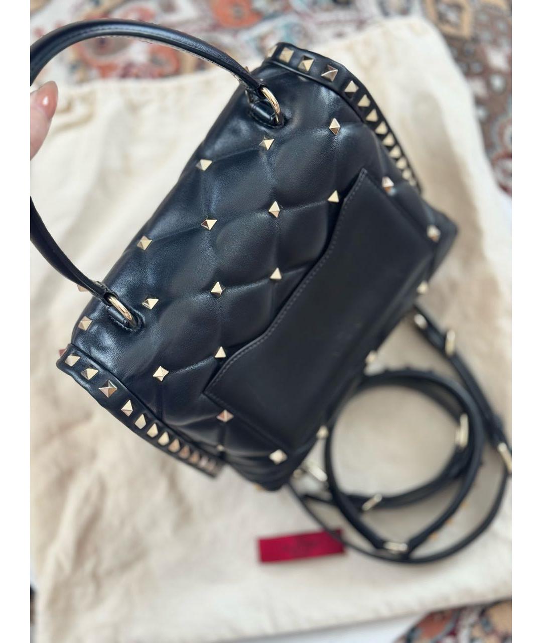 VALENTINO Черная кожаная сумка с короткими ручками, фото 4