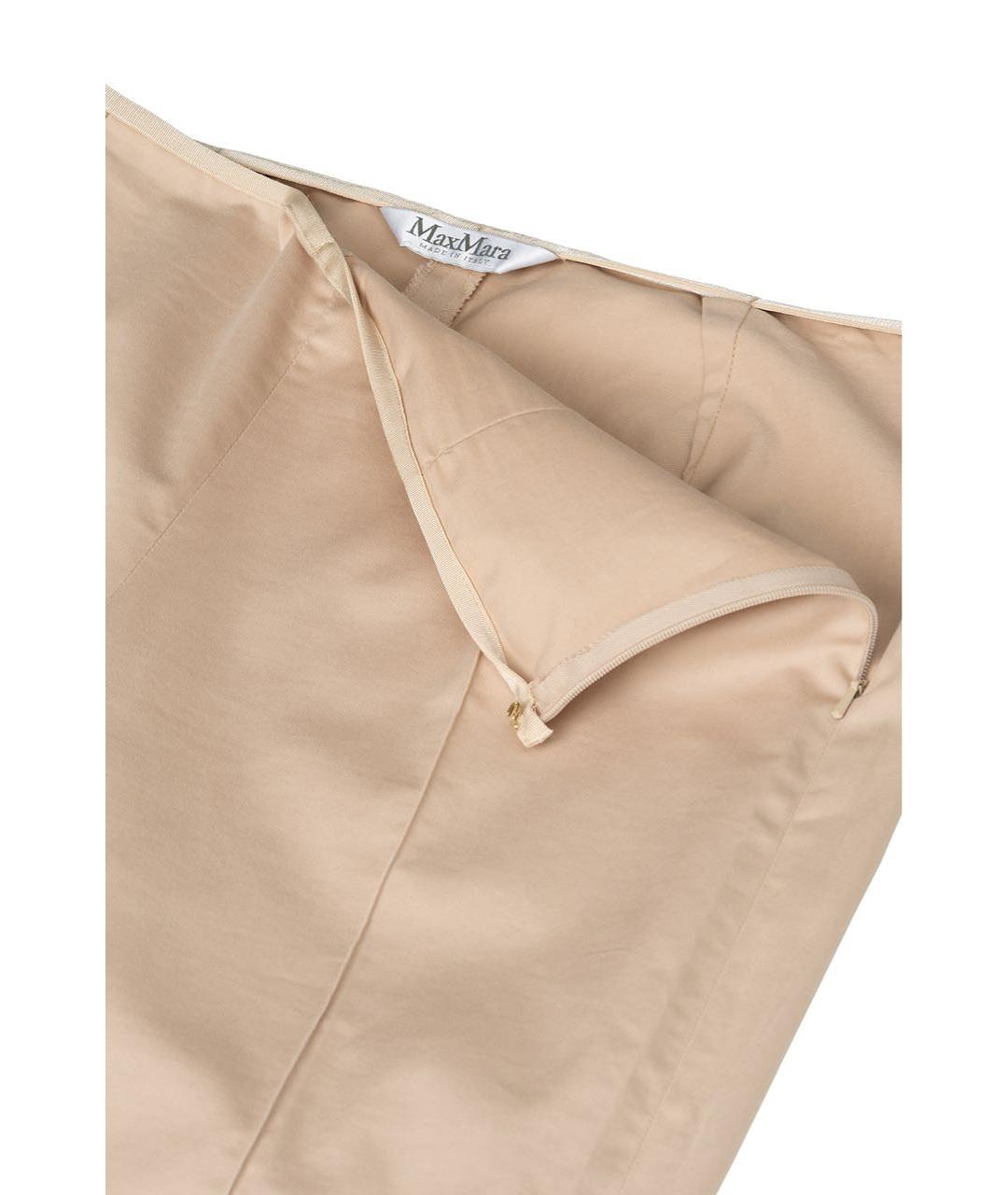 MAX MARA Бежевые хлопко-эластановые прямые брюки, фото 3