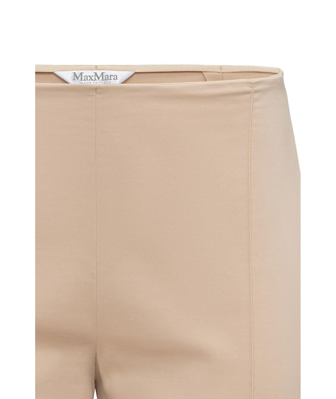 MAX MARA Бежевые хлопко-эластановые прямые брюки, фото 4