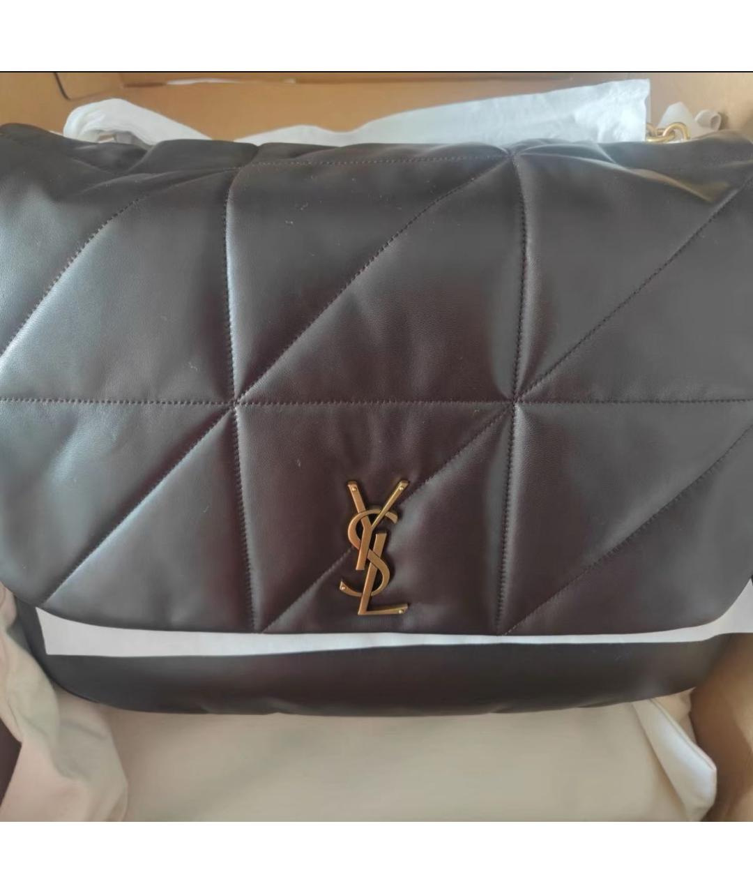 SAINT LAURENT Коричневая кожаная сумка с короткими ручками, фото 4