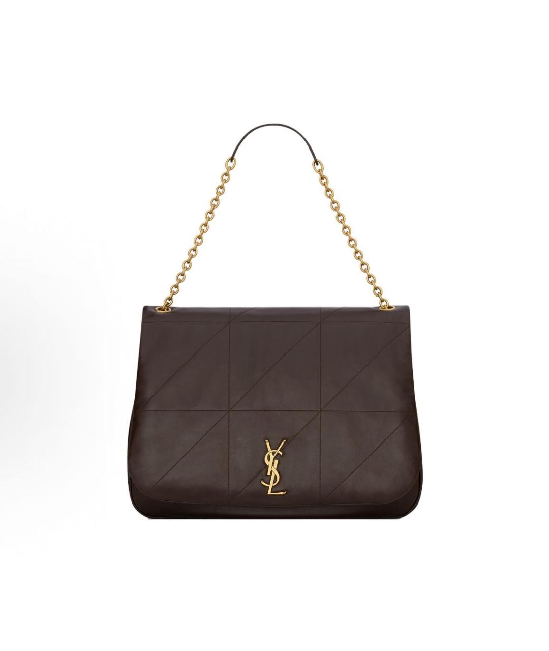 SAINT LAURENT Коричневая кожаная сумка с короткими ручками, фото 6