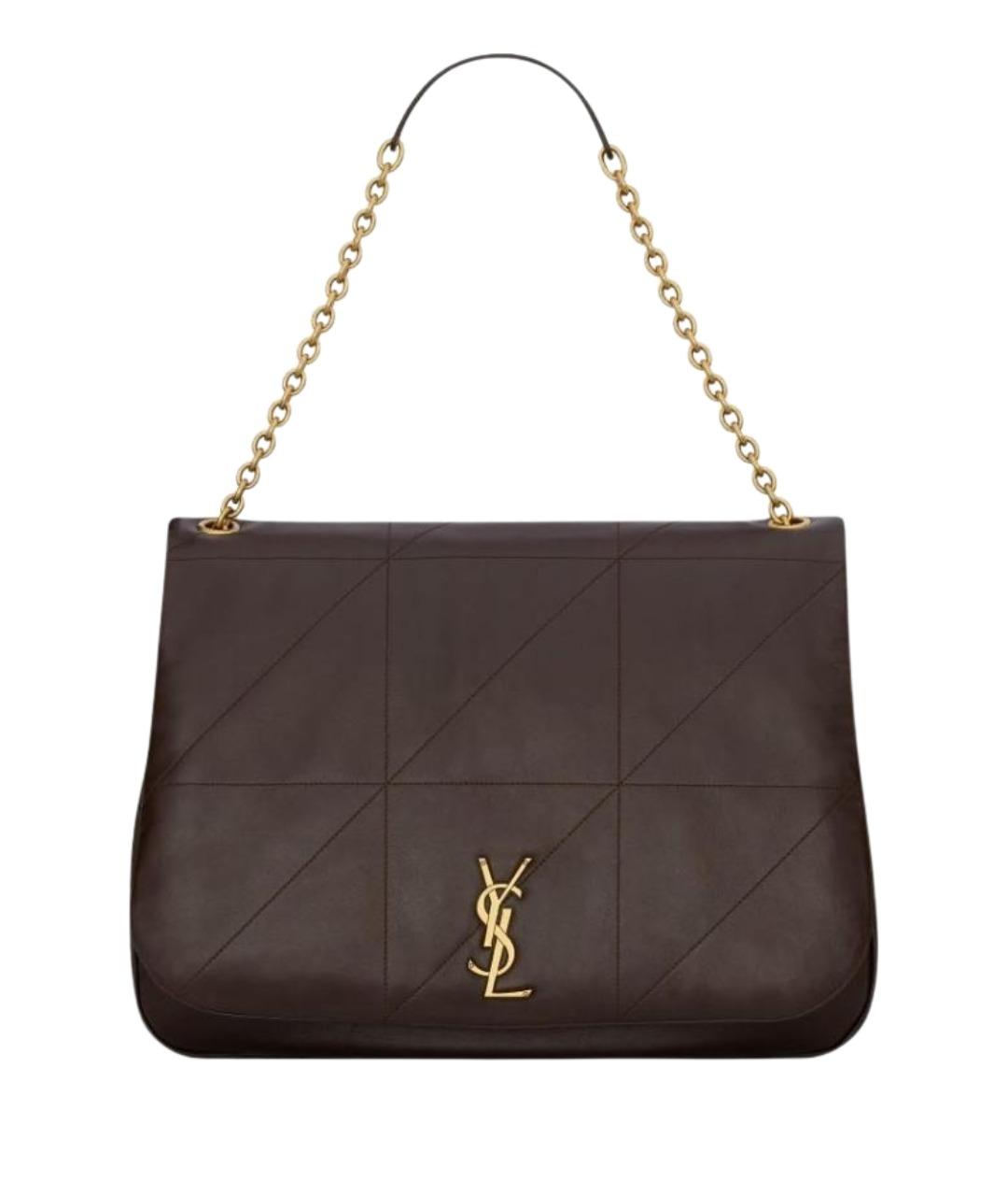 SAINT LAURENT Коричневая кожаная сумка с короткими ручками, фото 1