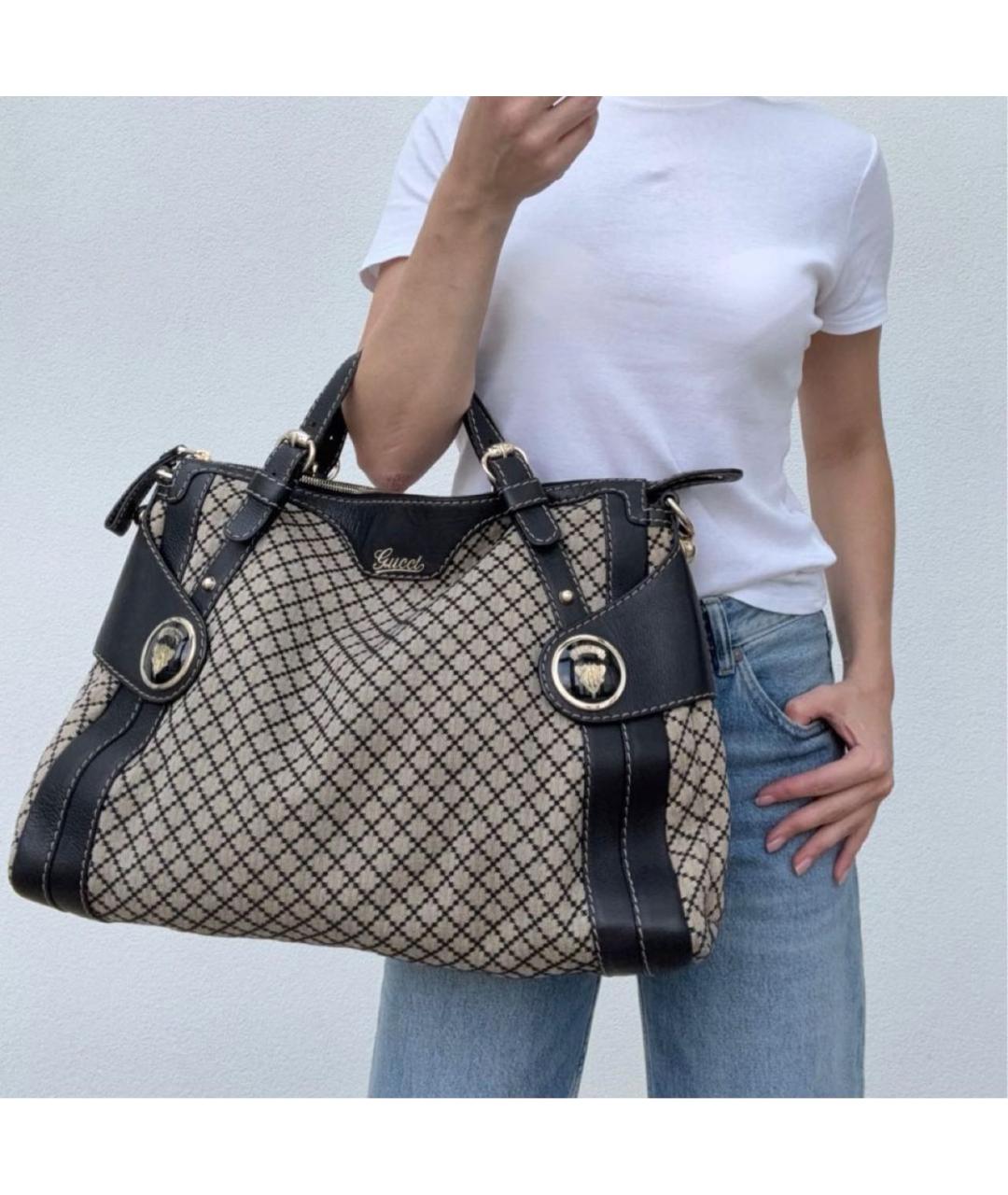 GUCCI Бежевая кожаная сумка с короткими ручками, фото 5