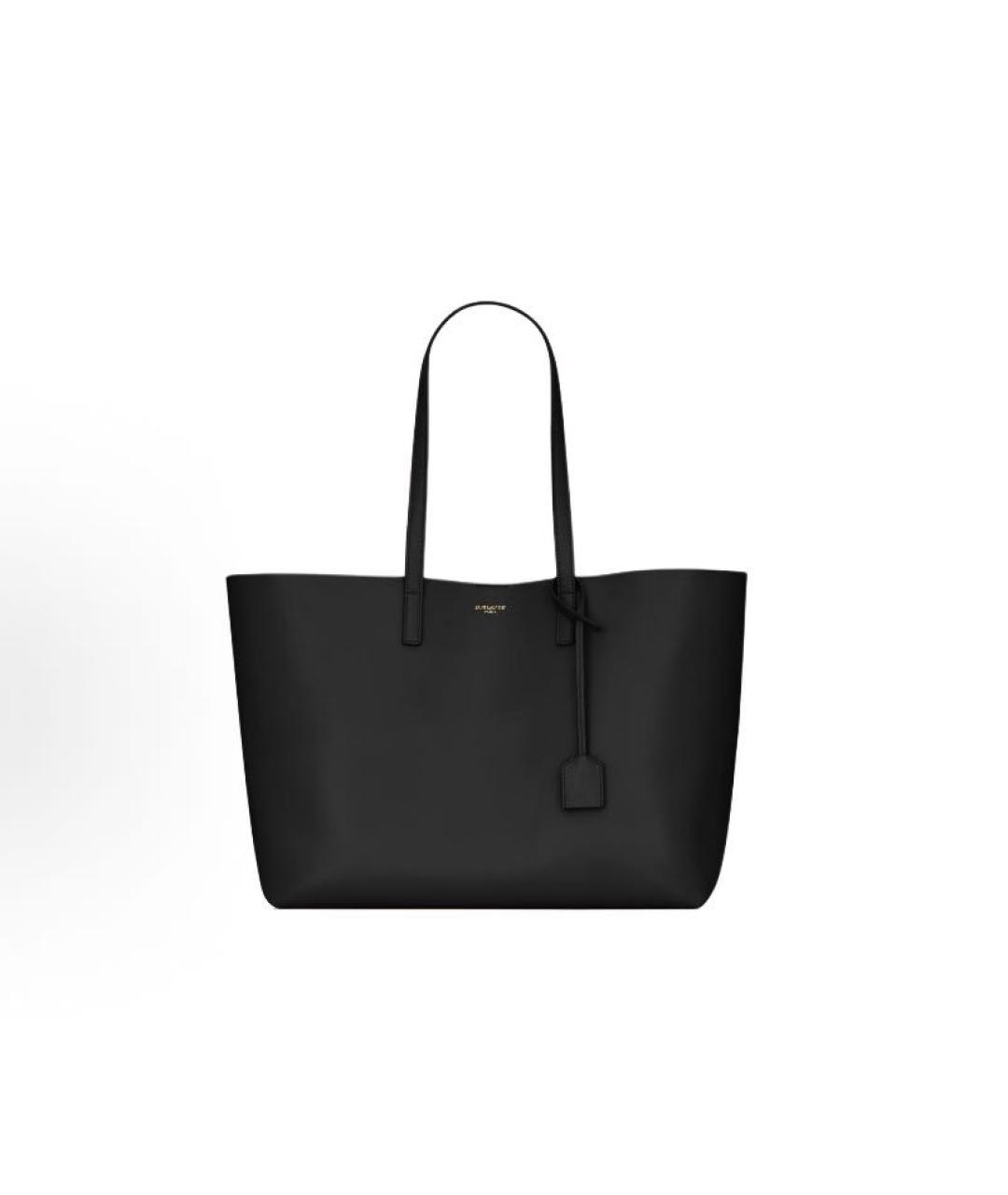 SAINT LAURENT Черная кожаная сумка тоут, фото 5