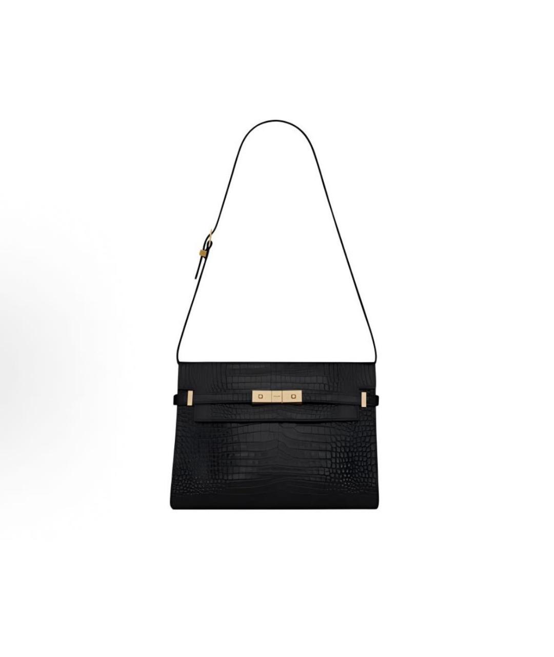 SAINT LAURENT Черная кожаная сумка с короткими ручками, фото 5