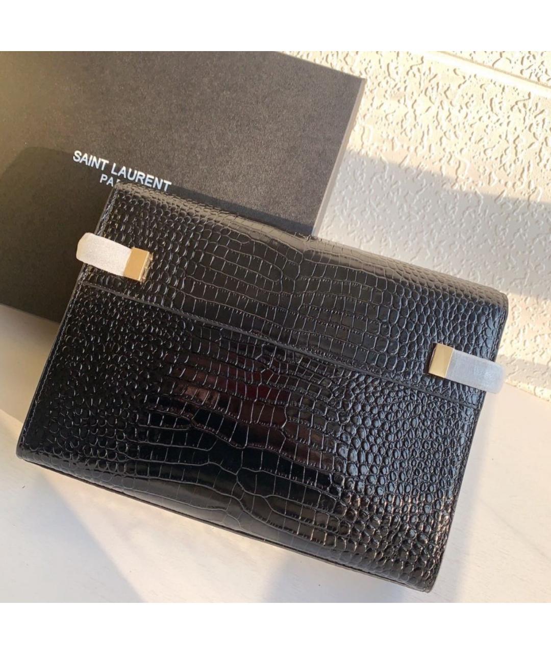 SAINT LAURENT Черная кожаная сумка с короткими ручками, фото 4