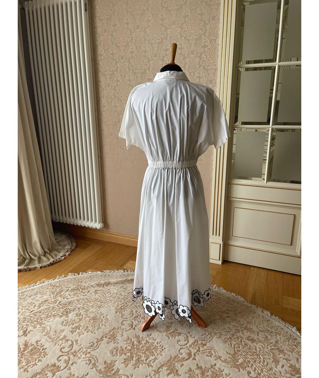 MAX MARA Белое хлопковое повседневное платье, фото 2