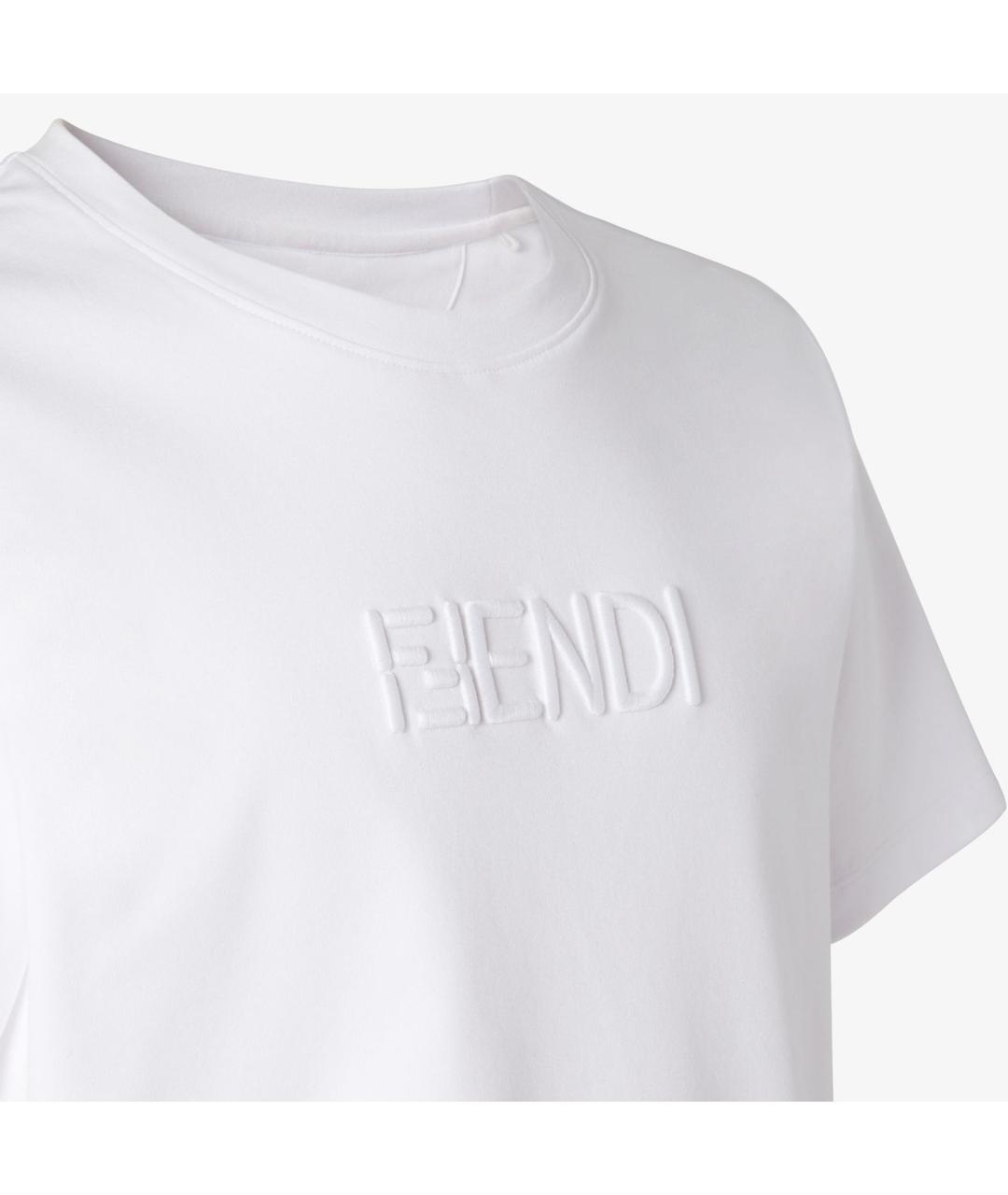 FENDI Белая хлопковая футболка, фото 3