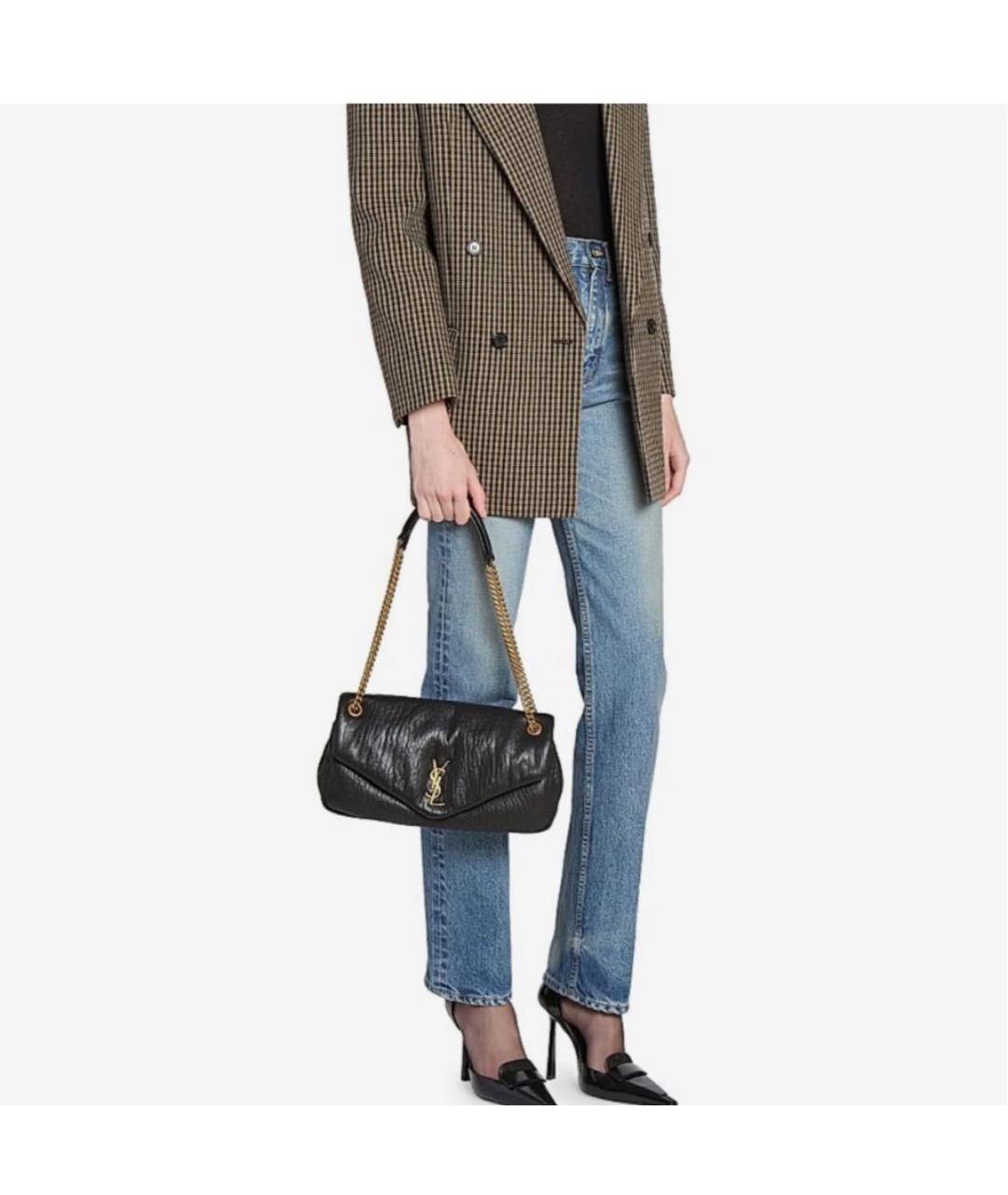 SAINT LAURENT Черная кожаная сумка с короткими ручками, фото 3