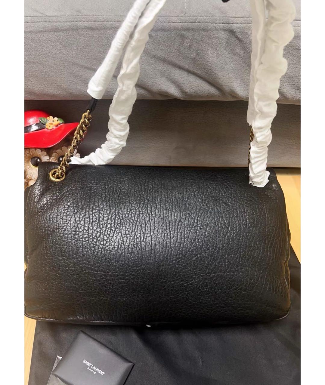SAINT LAURENT Черная кожаная сумка с короткими ручками, фото 5
