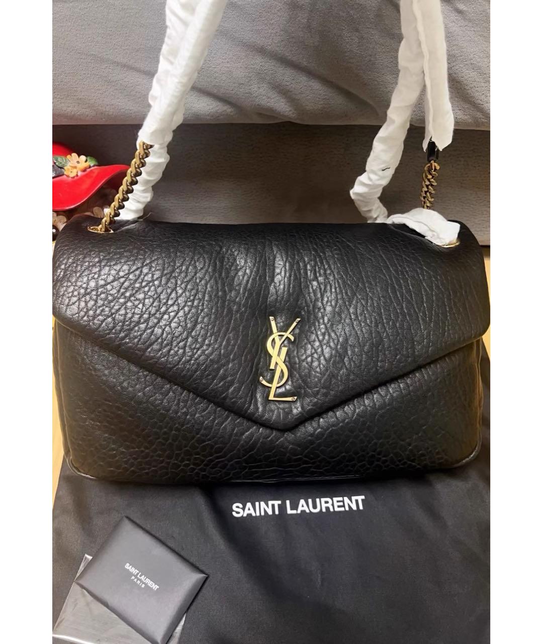 SAINT LAURENT Черная кожаная сумка с короткими ручками, фото 4