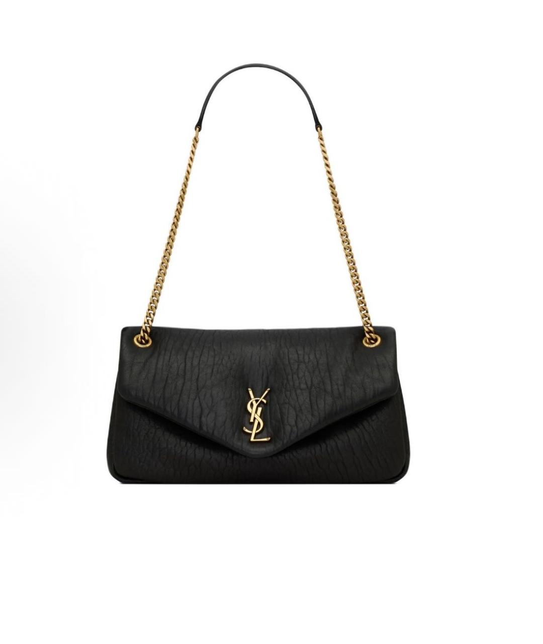 SAINT LAURENT Черная кожаная сумка с короткими ручками, фото 6