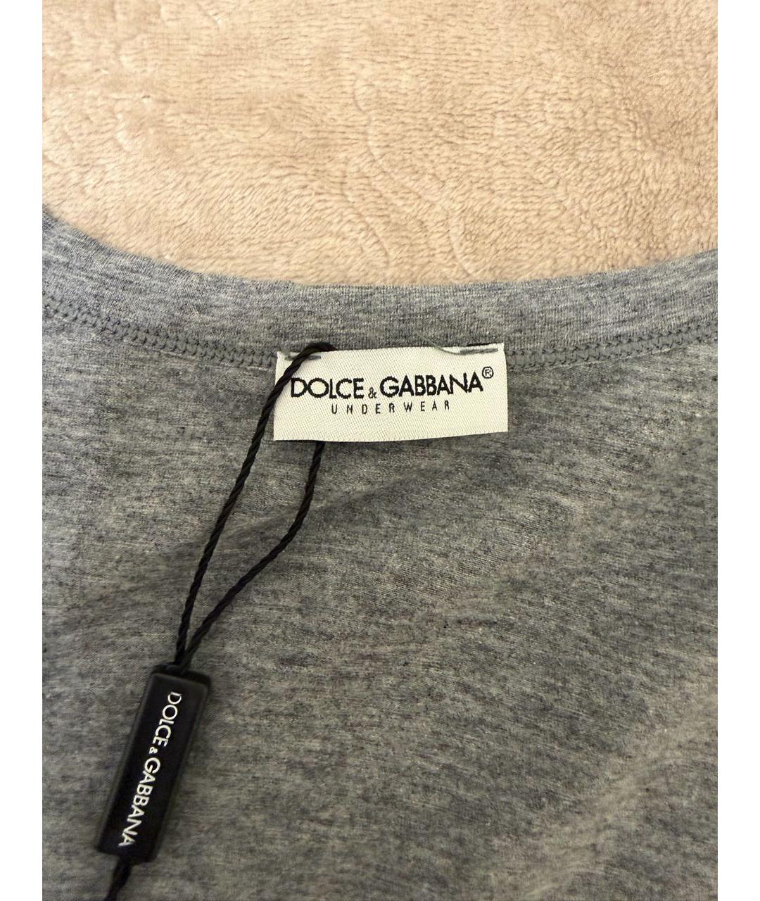 DOLCE&GABBANA Серая хлопко-эластановая майка, фото 3