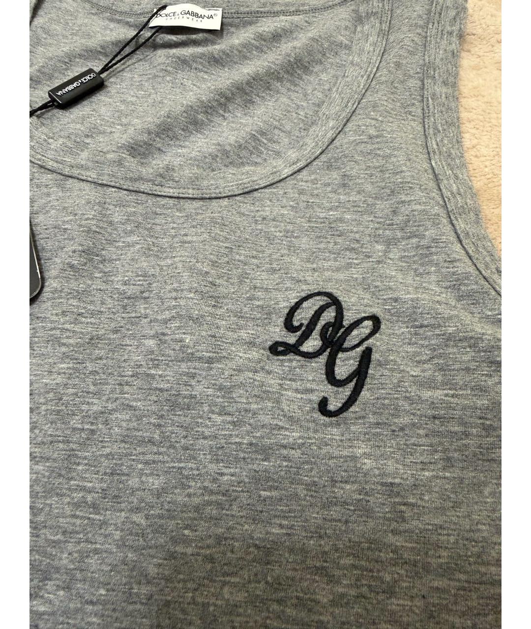 DOLCE&GABBANA Серая хлопко-эластановая майка, фото 4