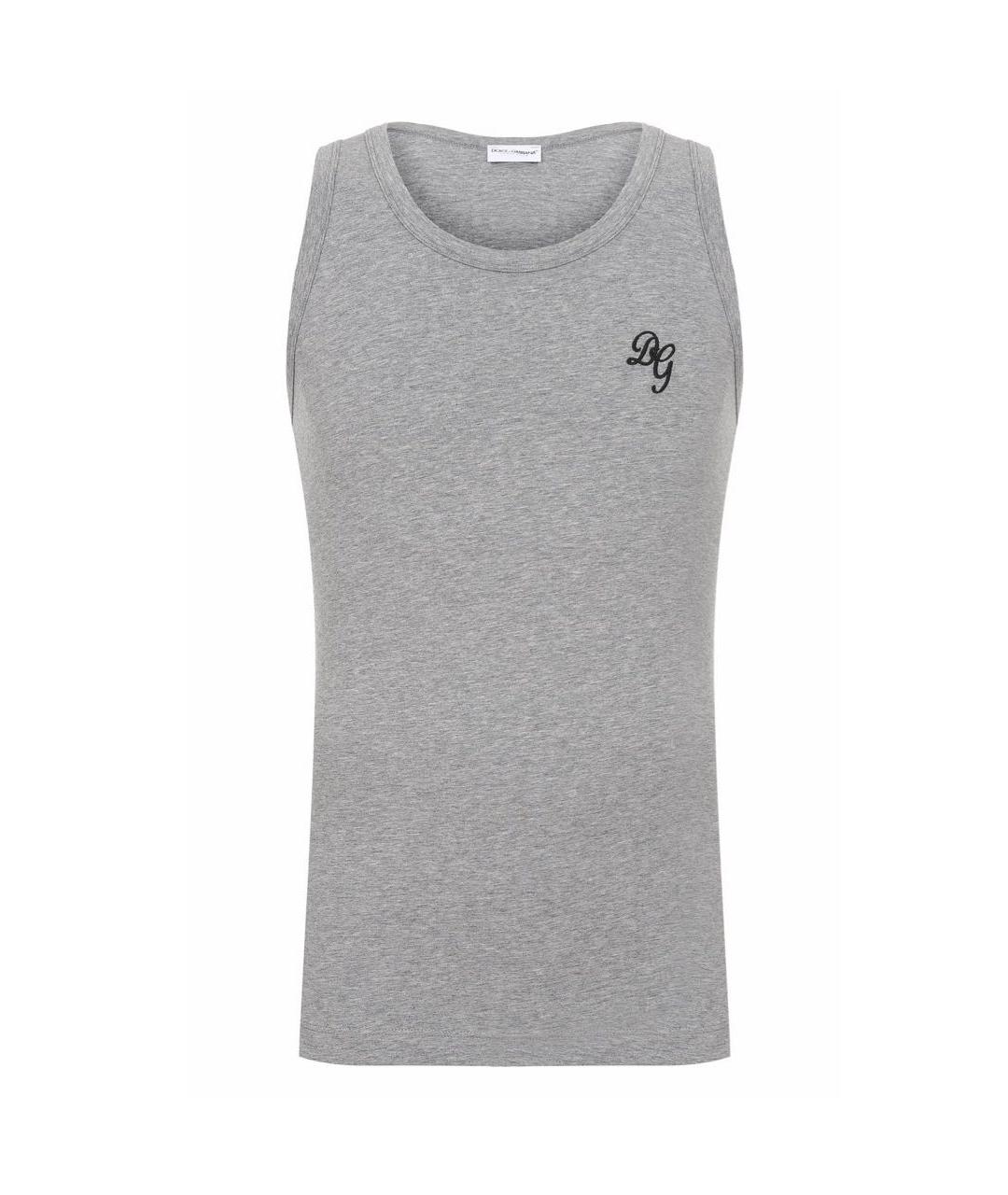DOLCE&GABBANA Серая хлопко-эластановая майка, фото 5