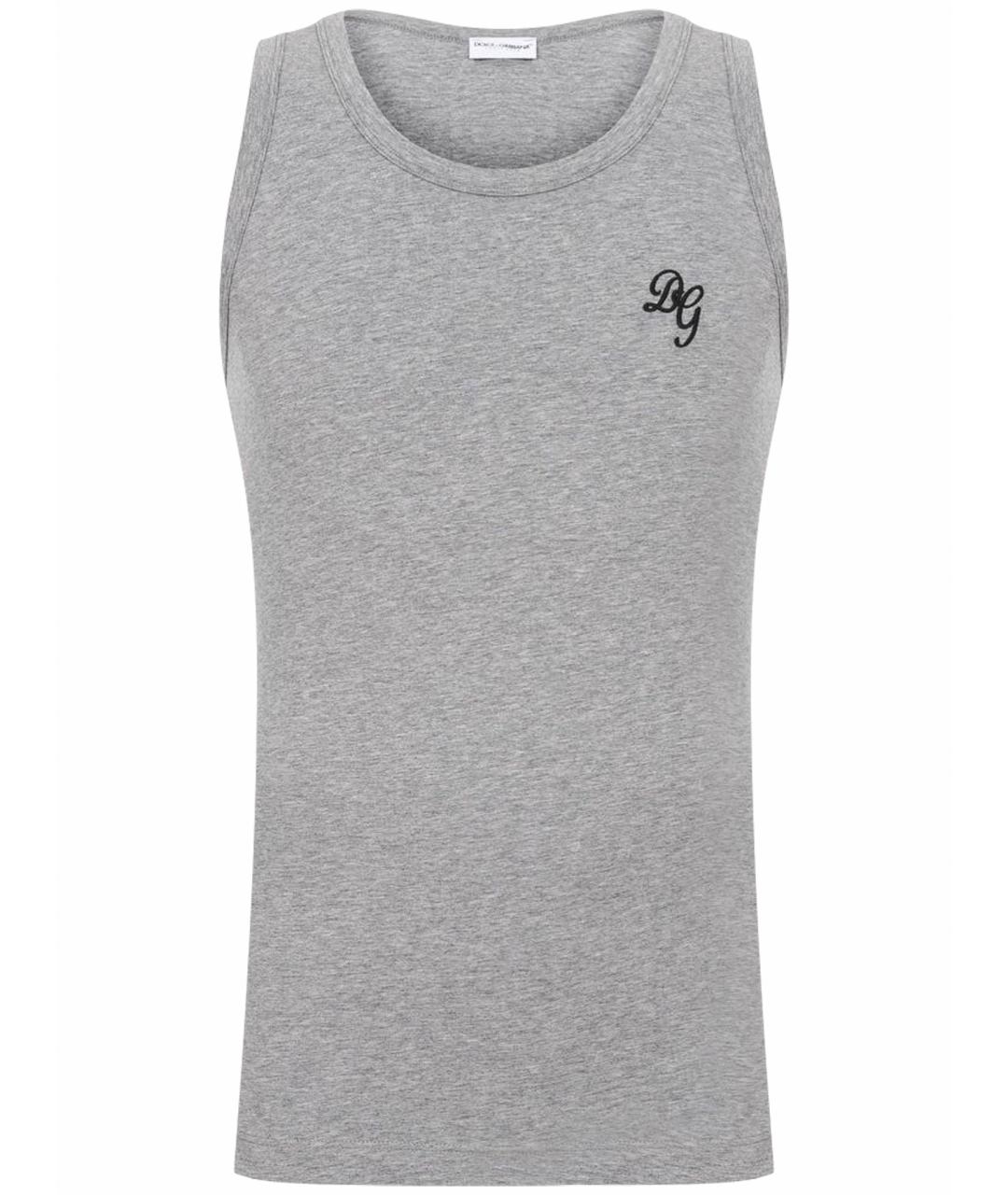 DOLCE&GABBANA Серая хлопко-эластановая майка, фото 1