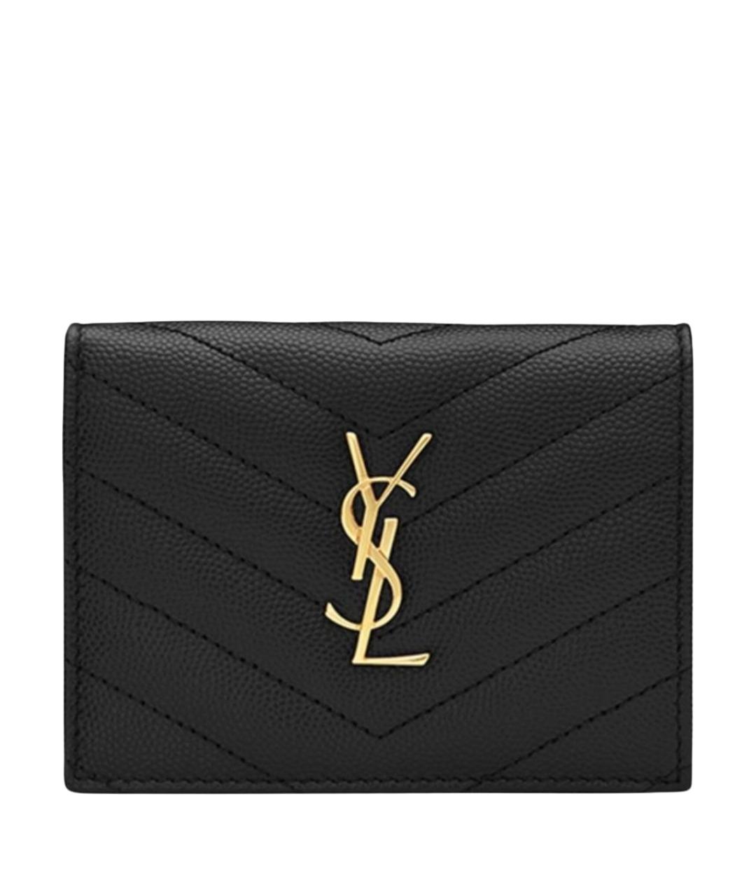 SAINT LAURENT Черный кожаный кошелек, фото 1