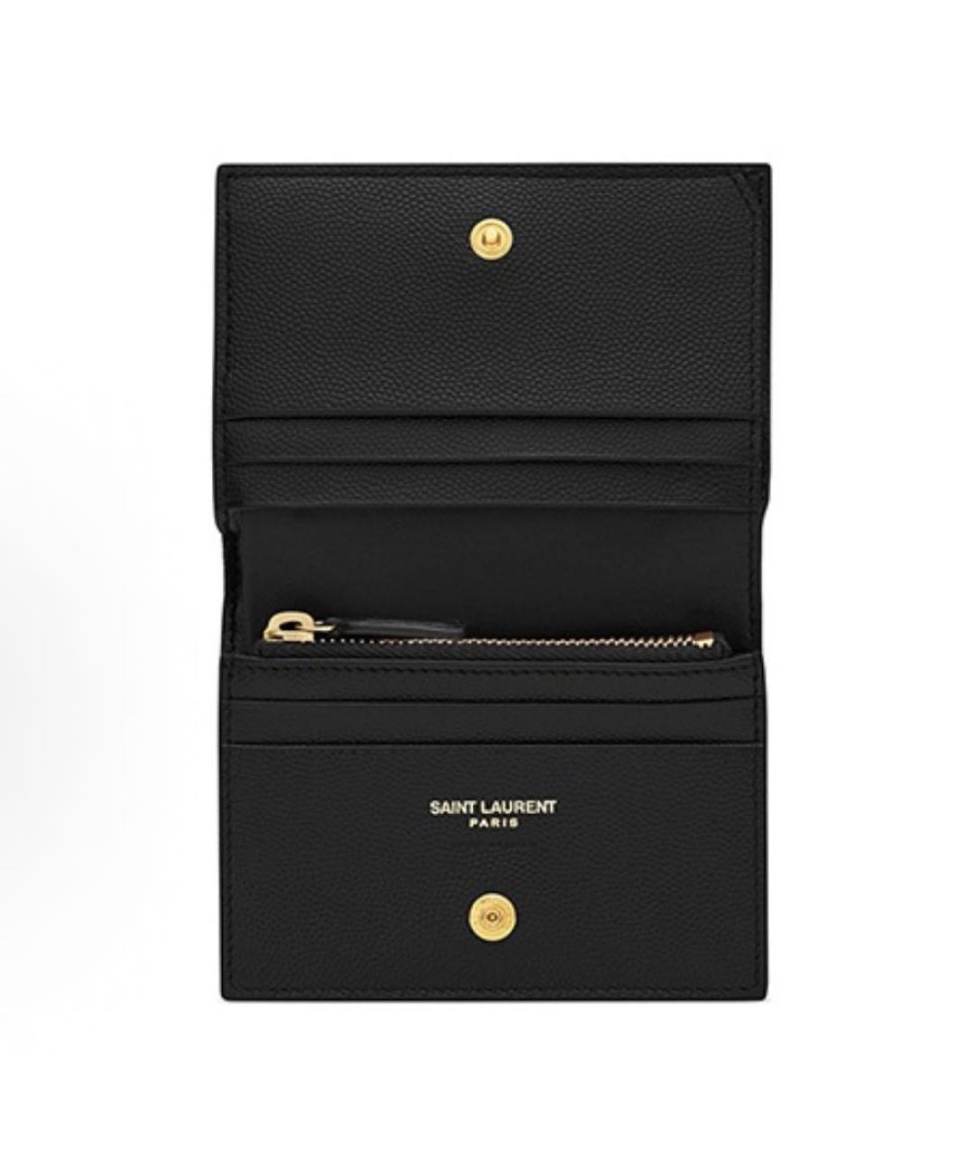 SAINT LAURENT Черный кожаный кошелек, фото 4