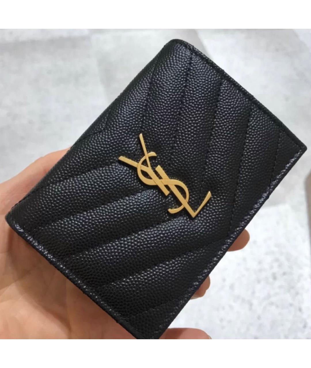 SAINT LAURENT Черный кожаный кошелек, фото 3